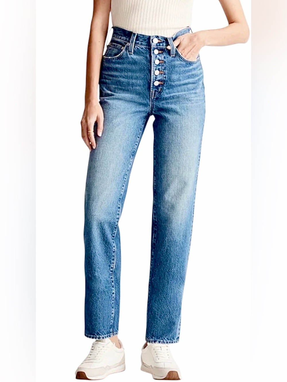 Madewell – Perfect Vintage Straight Jeans Becker Wash Button Fly HR – Sz. 28